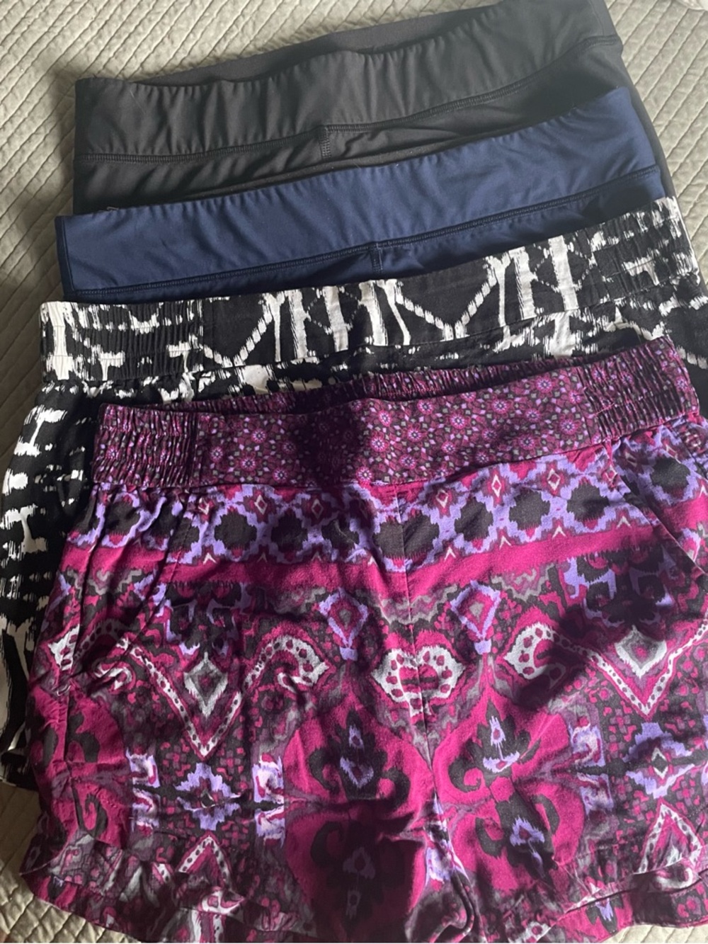 Express Women's Athletic Shorts (Black-White,Purple-Pink, Solid Black/Navy)
Med